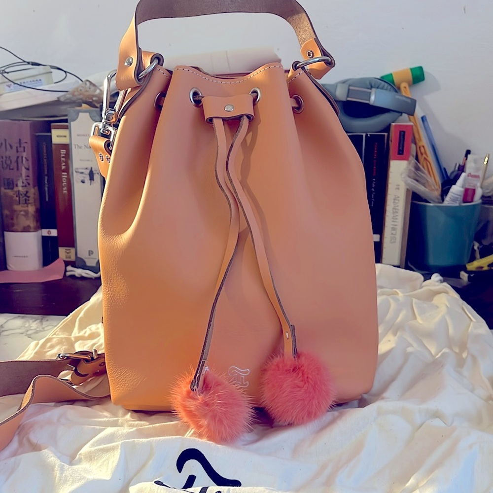 authentic Grafea bucket bag. Peach.
